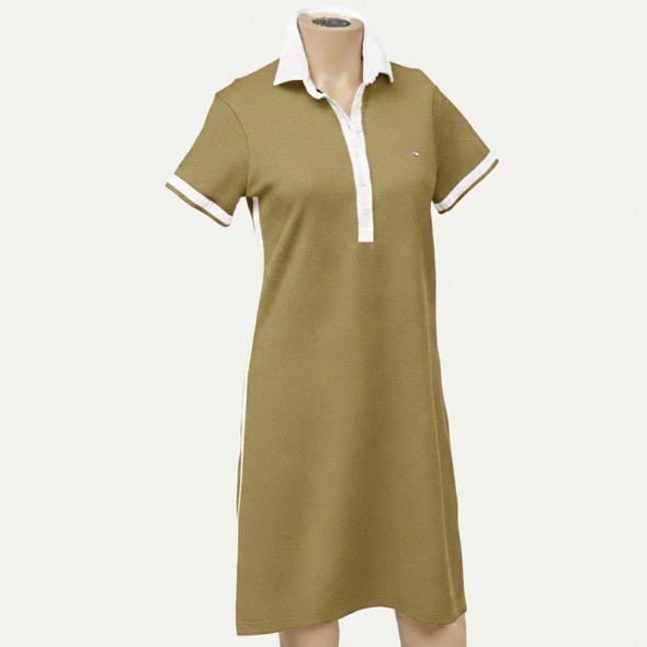 ROBE POLO PAULE JERSEY BEIGE ET BLANC