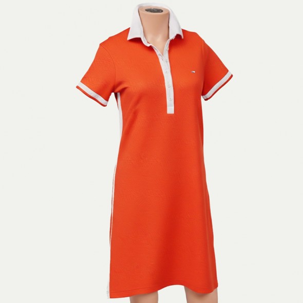 ROBE POLO PAULE JERSEY ORANGE ET BLANC