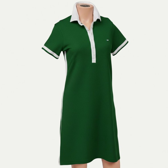 ROBE POLO PAULE JERSEY VERT ET BLANC