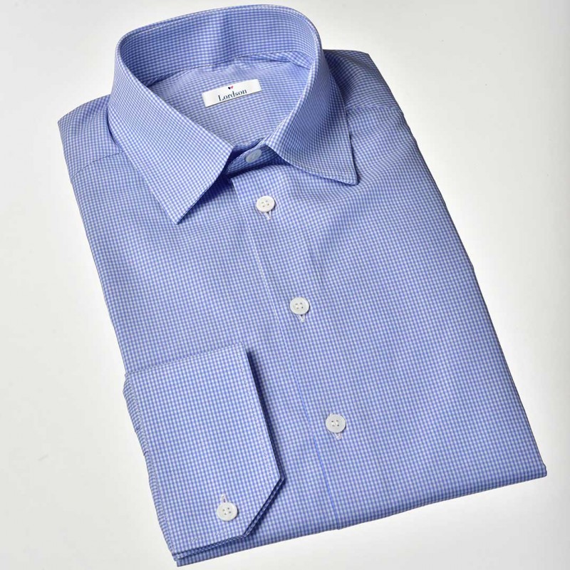 Chemise Regular fit sans repassage à carreaux vichy bleu ciel