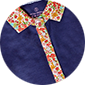 POLO FEMME BUMP MARINE COL FLEURS AUTOMNALE