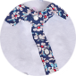 POLO FEMME SWING BLANC FLEURS BLANCHES FOND MARINE